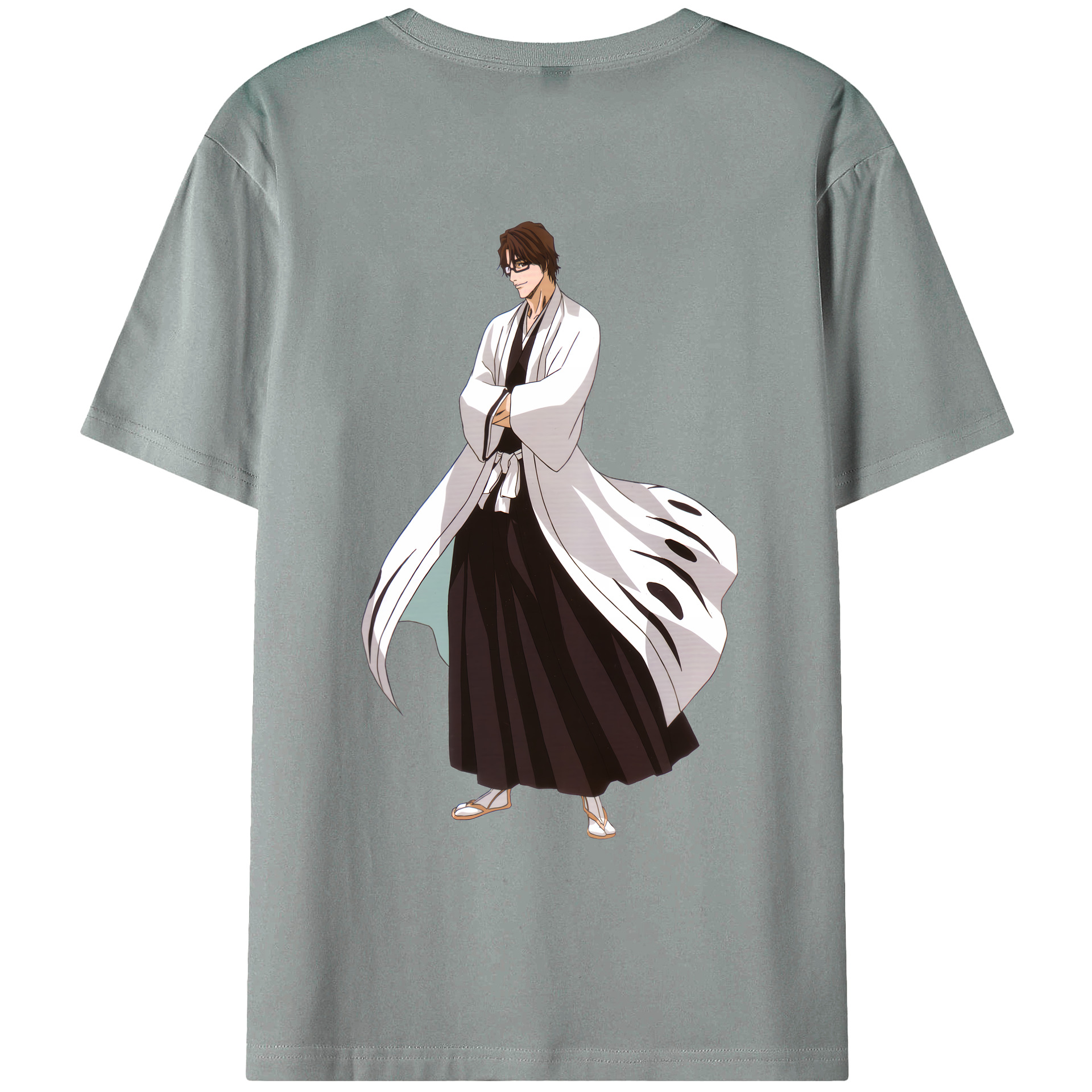 （画像用） ブリーチ 藍染 惣右介（あいぜん そうすけ） BLEACH Aizen Sousuke 綿100％ メンズ半袖Tシャツ（バックプリント） 通気性